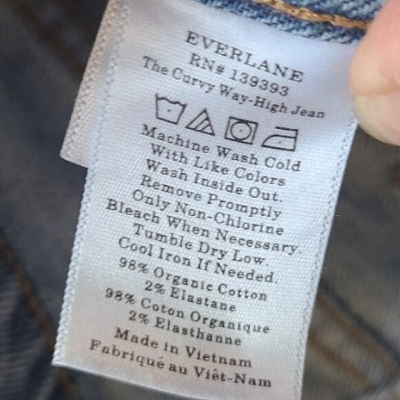 EVERLANE THE CURVY WAY HIGH JEANS STRETCH ORGANIC COTTON STRAIGHT HIGH RISE 25 - Picture 7 of 7